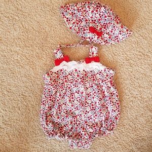 Infant romper and matching sun hat
